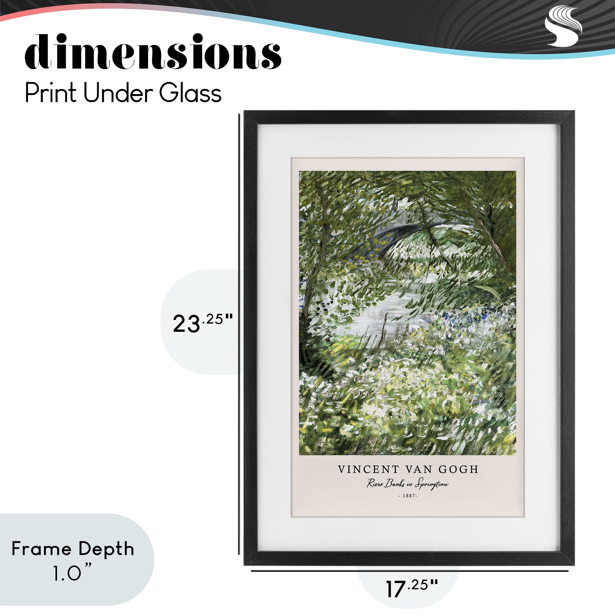 Stupell Industries Classic River Banks At Springtime Black Framed Print Under Glass, design by Vintage Hustle