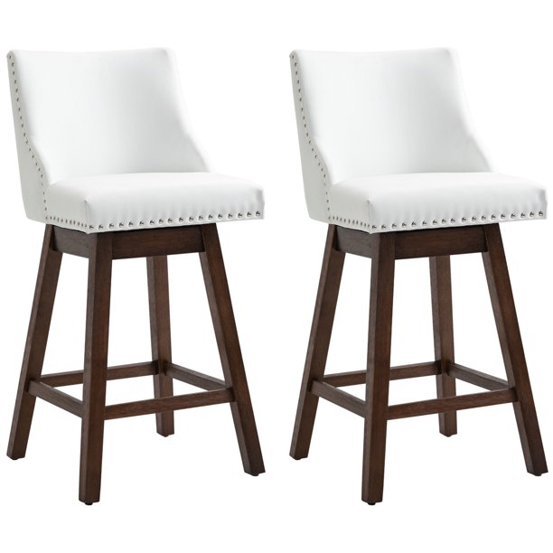28" Swivel Bar Height Bar Stools Set of 2, Armless Upholstered