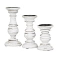 thumbnail image 6 of DecMode Traditional and Timeless Mango Wood Pillar Candle Holder Set of 3, 6", 8", 1"H, White/Rose Blush Finish, 6 of 13