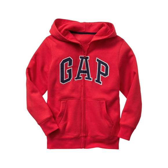 Sudadera con Capucha para Niños GAP Logo con Cierre en Rojo Puro XL