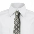 thumbnail image 2 of Abstract Necktie, Lines Squares Lattice Art, Dress Tie, 3.7", Charcoal Grey Eggshell, by Ambesonne, 2 of 3