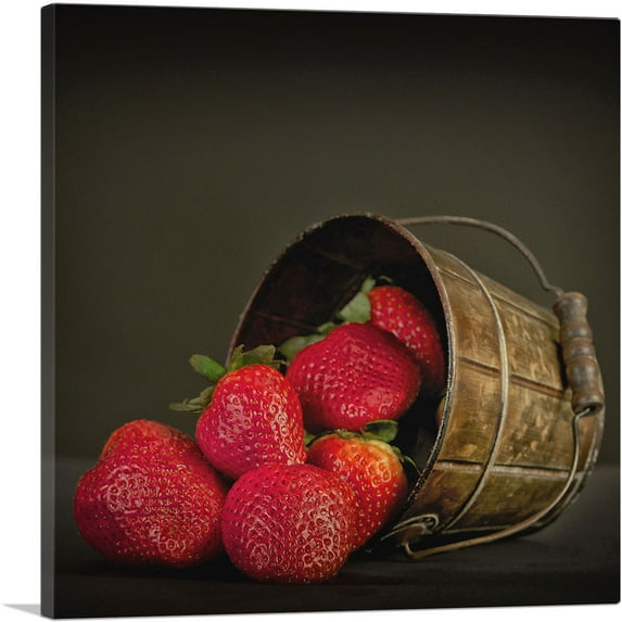 ARTCANVAS Strawberries In Can Home decor Canvas Art Print - Size: 18" x 18" (0.75" Deep)