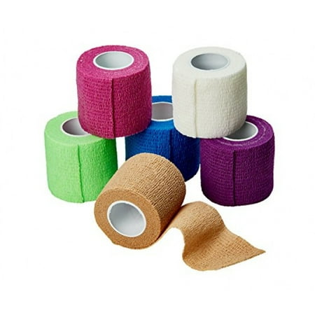 Self Adherent Bandage Rolls - MEDca Self Adherent Cohesive Wrap Bandages 2 Inches X 5 Yards 6 Count, FDA Approved (Rainbow Color)