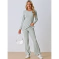 thumbnail image 2 of DARING DIVA Women's Ribbed Knit Lounge Set Pajama Sets Matching Outfits XS Gray, 2 of 5