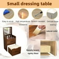 thumbnail image 6 of WARMMUSE 3 in 1 Vanity Desk, Modern Small Makeup Vanity Set with Flip Top Mirror, 3 Drawers, Stool and Glass Desktop for Bedroom, 18.9" W, Walnut, 6 of 9