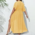 thumbnail image 5 of Rovga Women'S Swimwear Cover Ups V Neck Solid Ocolor Short Sleeve Ladies Mid Length Pullover Plus Size Viscose Ladies Dress For Prayer One Size Yellow, 5 of 6