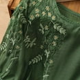 thumbnail image 6 of JGGSPWM Women Summer Retro Embroidered 3/4 Sleeve Linen Gauze Peasant Tops Dressy Casual Beach Boho Cute Blouses Shirts Green 3XL, 6 of 9