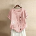 thumbnail image 2 of CHOK Hauts pour Femmes en Liquidation Mode Été Ample Imprimé Col Rond T-Shirt Manches Courtes Blouse Décontractée, 2 of 2