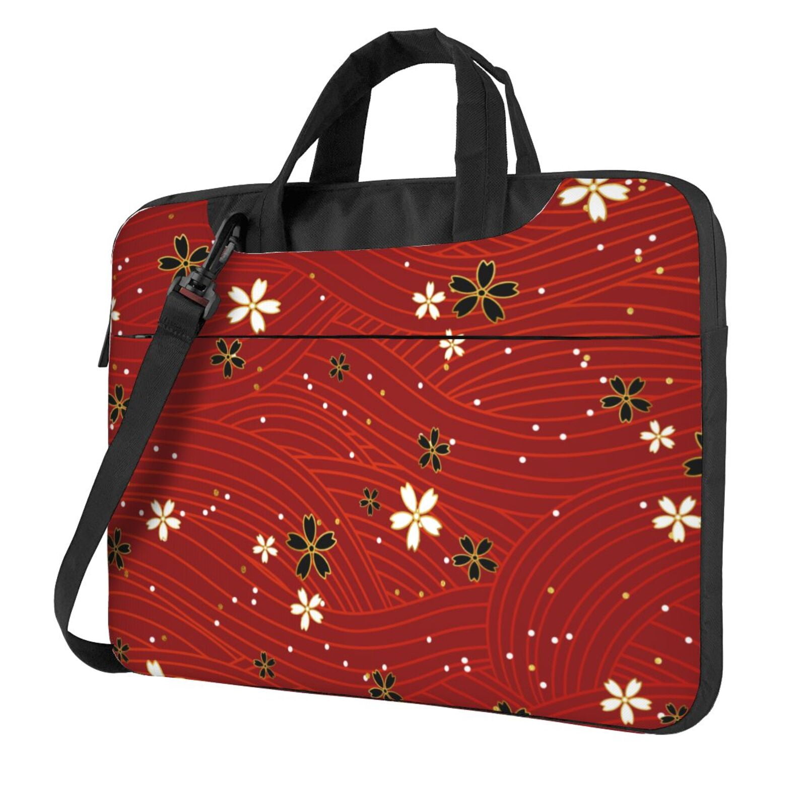 Red Japanese Flower Laptop Bag, 13 inch Laptop or Tablet, Business