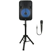 QFX PBX-1206SM PBX-1206SM 12-In. 21-Watt True Wireless Stereo Bluetooth Rechargeable Speaker with Wired Microphone and Stand
