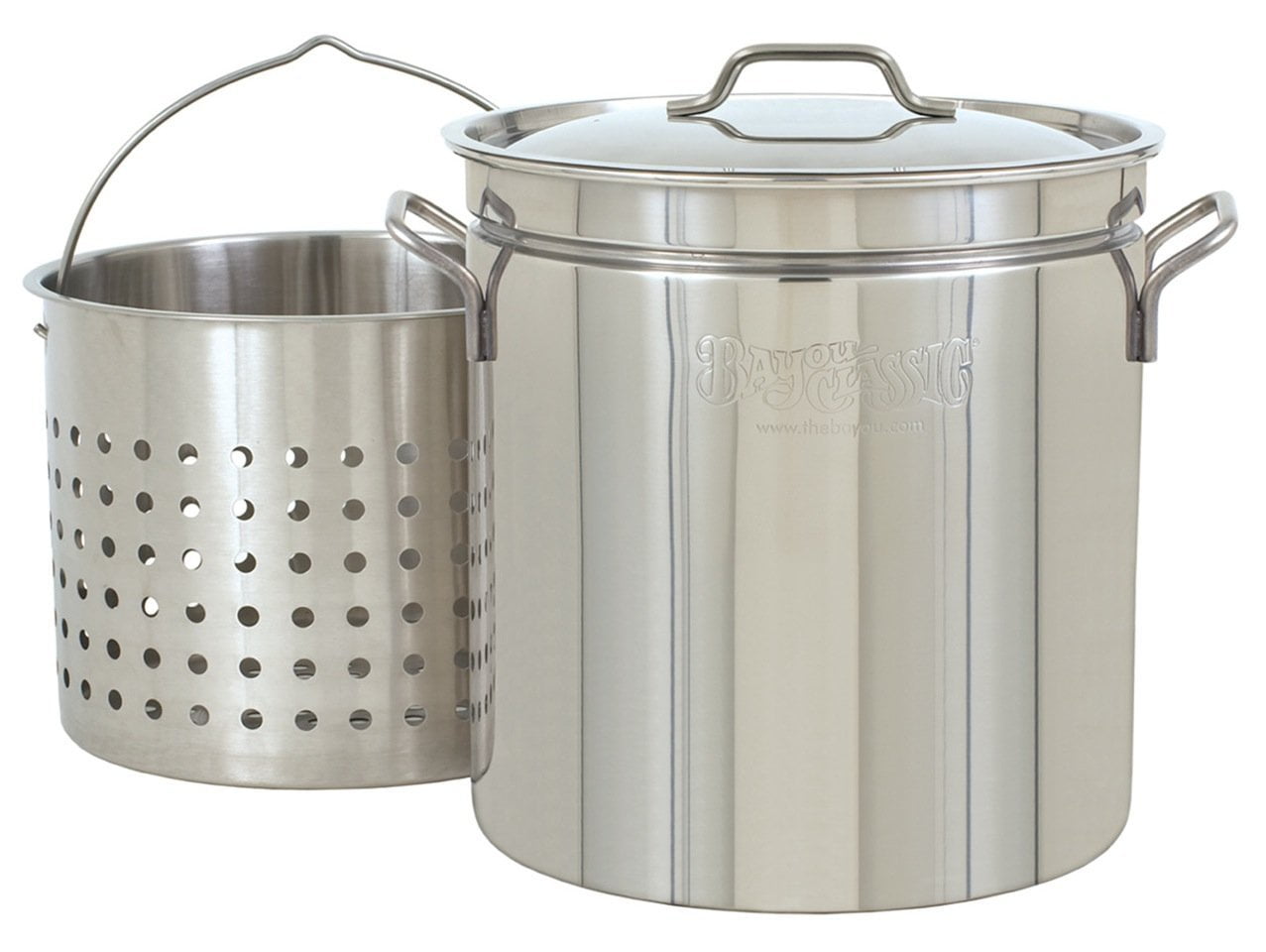 Bayou Classic 1124 24-Quart All Purpose Stainless Steel Stockpot with Steam and Boil Basket 