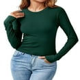 thumbnail image 1 of Womens Ribbed Long Sleeve Crewneck Shirts Fitted Sweaters Slim Fit Basic Casual Tops S/M/L/XL, 1 of 9