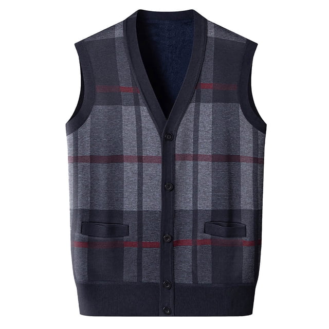 Men's Sweater Vest Winter Warm Cardigan Undershirt Layering Piece for Fall and Cold Weather