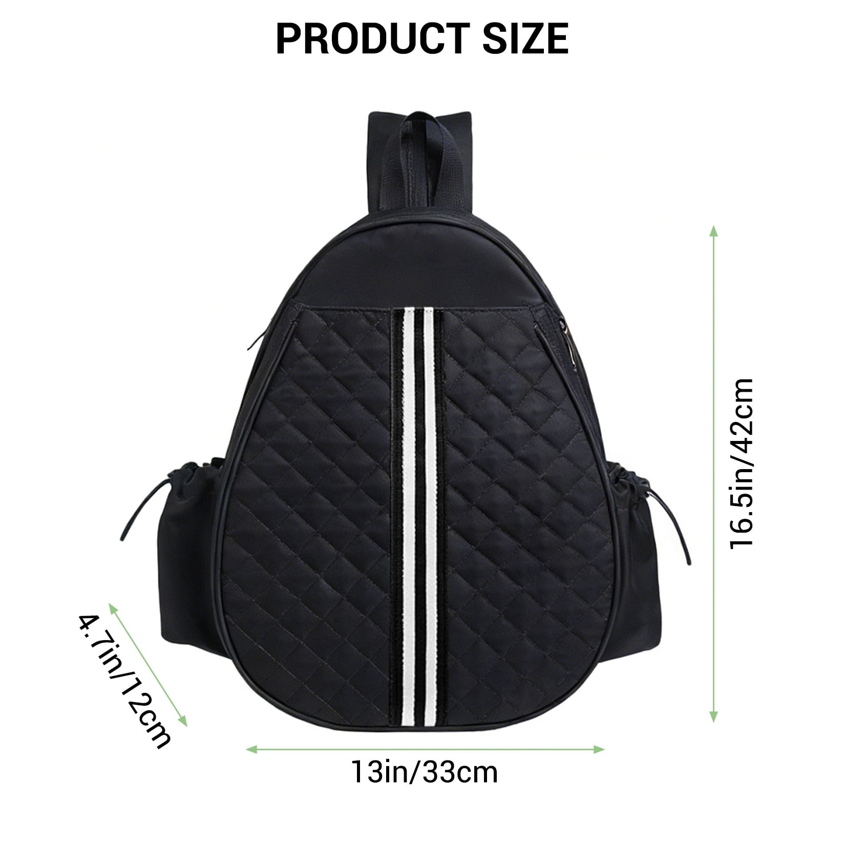 Tennis Sling Bag Racket Backpack, Quilted Sports Crossbody Bag for Tennis, Pickleball & Badminton, Waterproof Lightweight Racket Bag with Wet Pocket & Side Pockets, Black, 16.5 x 12.6 x 4.7inch
