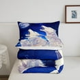 thumbnail image 5 of Howling Wolf Comforter Set Teens, Galaxy Moon King Bed Comforter Set for Teen White Wolves Pattern Decor Bedding (1 Comforter + 2 Pillow Cases), Blue Moonlight Stars Wolf, 5 of 6