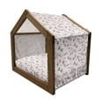 thumbnail image 2 of Vintage Pet House, Magnolia Leaves with Greyscale Quatrefoil Pattern Background, Outdoor & Indoor Portable Dog Kennel with Pillow and Cover, 5 Sizes, Pale Pink Pale Grey, by Ambesonne, 2 of 5