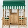 thumbnail image 6 of Outdoor Playhouse for Kids 4-8, Toddler Wooden Playhouse with Play Kitchen, Snack-Bar, Gardening Kit for Girls Boys, Play House with Fence, Jungle Green, 6 of 13