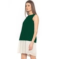 thumbnail image 2 of eloria Women's Georgette Pleated Boat Neck Sleevless Summer Casual Midi Dress, Color : Dark Green | Size : XXL, 2 of 5