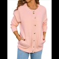 thumbnail image 1 of Suéteres de Larga con Cuello Redondo y Botones para Mujer, Cárdigan Abierto de Otoño 2025 Rosa M, 1 of 10