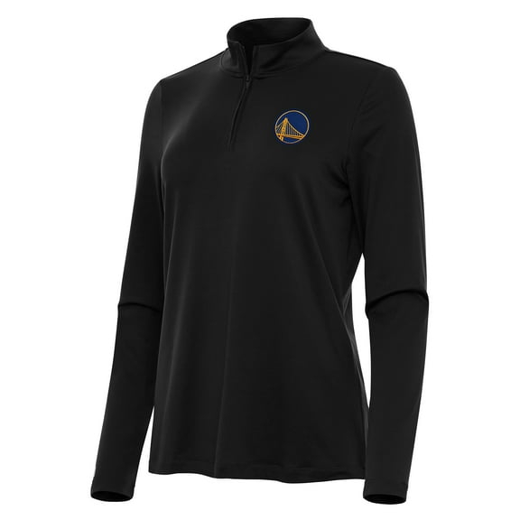 Women's Antigua Black Golden State Warriors Reprocess Quarter-Zip Top