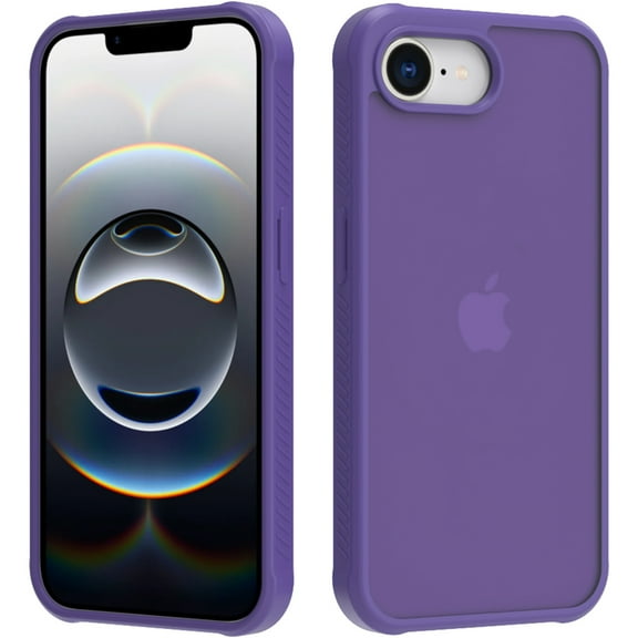 Decase for iPhone 16e Skin-Feel Translucent Case,Military Grade Anti-Drop Rugged Shockproof and Anti-Yellowing Protection Cover,Anti-Scratch Soft TPU   Hard PC Hybrid Cover for iPhone 16e,Darkpurple