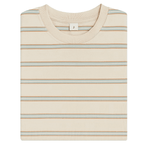 Children's Cotton T-Shirt, Striped T-Shirt, Beige- 2T