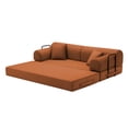thumbnail image 6 of Convertible Sleeper Sofa Bed with Pillow, Corduroy Folding Mattress Couch for Living Room, Floor Lounge Sofa with Fixed-Shape Frame for Small Apartments, Orange, 6 of 9