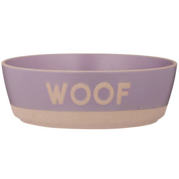 Mason Cash: Woof Dog Bowl - 7.9", 44oz - Purple & Tan - Durable Ceramic Food & Water Dish, Microwave & Dishwasher Safe, Pet Meal Feeding & Hydration