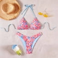thumbnail image 4 of Womens Reversible Bikini Sets Two Piece Swimsuit Printed Halter Bikini Top with Adjustable Tie and Triangle Bikini Bottom Beach Wear for Women, 4 of 5