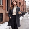 thumbnail image 4 of OIOLOYJM Winter Coats for Women Casual Double Breasted Long Jacket Formal Warm Comfortable Office Wool Work Overcoat Gray XL, 4 of 5
