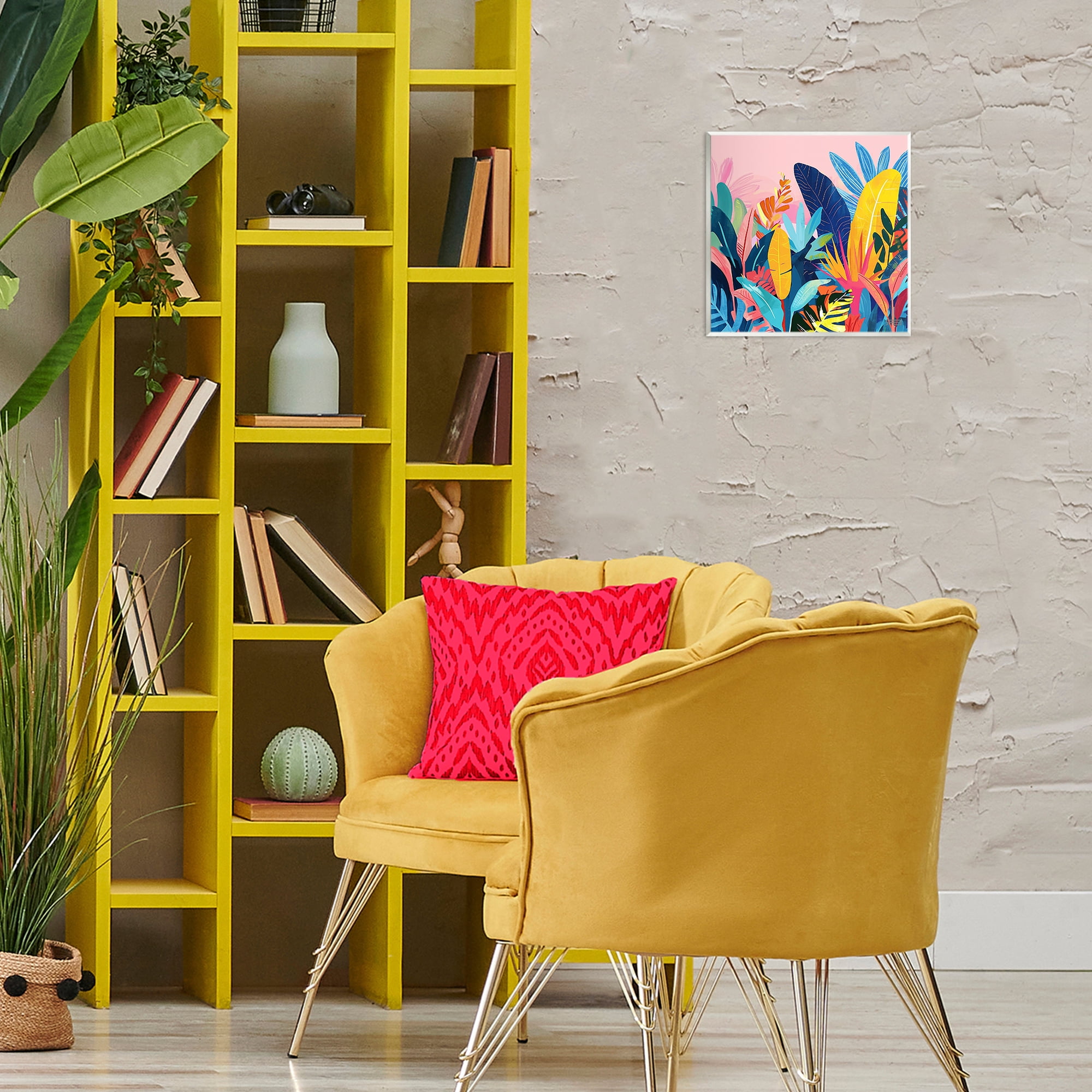 Stupell Industries Bold Tropical Jungle Leaves Botanical & Floral Painting Unframed Art Print Wall Art, 12 x 12