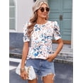 thumbnail image 2 of Camiseta Zeagoo con manga abullonada y cuello redondo para mujer, 2 of 4