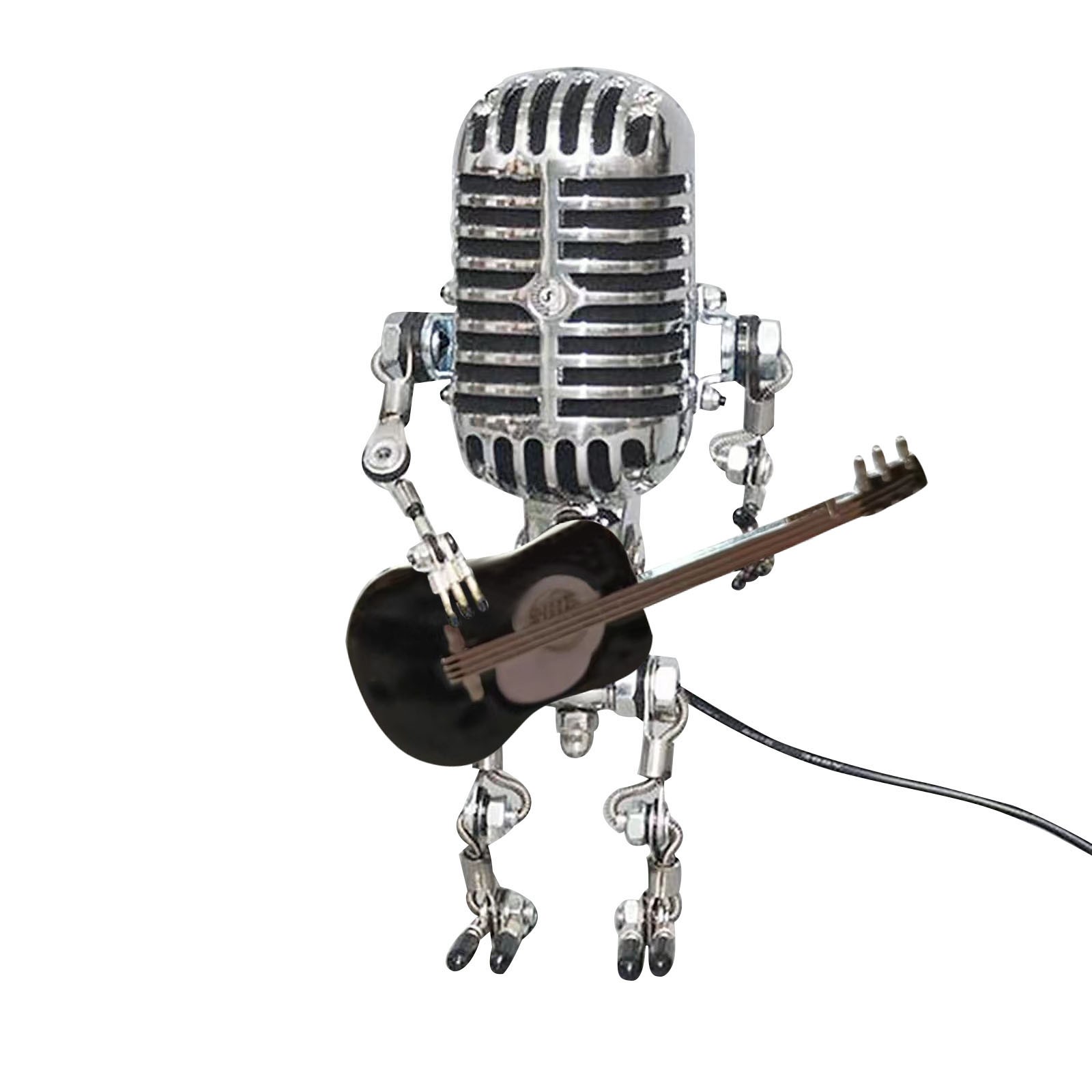 SDJMa Desk Lamp,Handmade Vintage Microphone Guitar Robot Table Lamp LED Bulbs Wall Lamp Home Desktop Decoration - Height 8.5 inch,Width 4 inch and Depth 3 inch - image 2 of 8