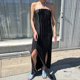 thumbnail image 1 of Vestido Vestido informal para mujer, con abertura lateral, asimétrico, ajuste holgado, cierre de cremallera, traje de fiesta Cgtredaw Negro L para Mujer, 1 of 8