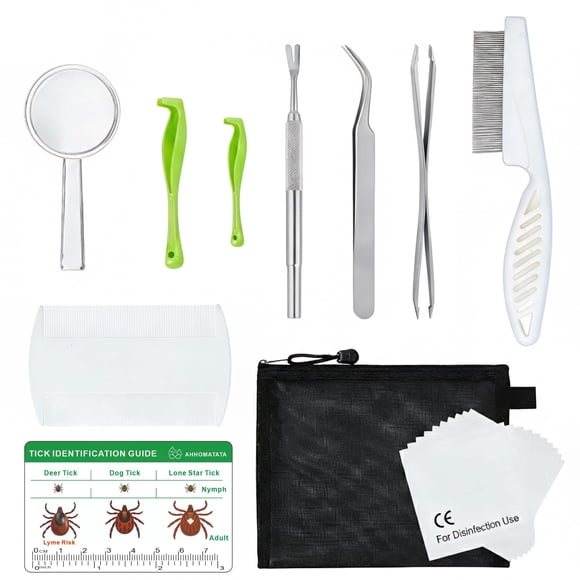 Kit para retirar garrapatas AHHOMATATA, set de acero inoxidable 10 en 1