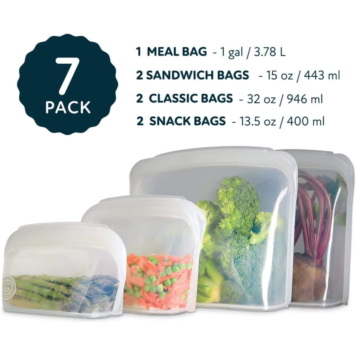 Honest Goods 7-Piece Silicone Food Storage Bags (Assorted Colors) - Sam's  Club