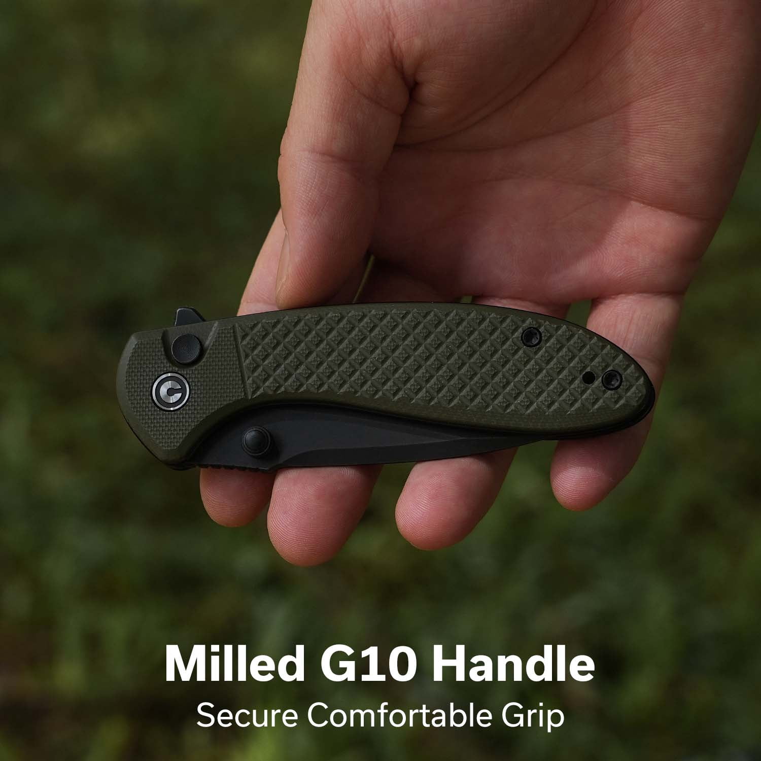 CIVIVI Faeger Pocket Folding Knife with 2.98" 14C28N Blade and Milled Neutral Blue G10 Handle C24031-2