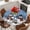 BLue White, variant on Black Christmas Round Tablecloth, Fitted Table Cover with Elastic for 36"-44" Round Tables, Snowman Snowflake Winter Birds Table Cloth Outdoor Indoor Dinning Party Waterproof Tablecloths