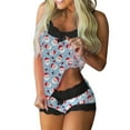 thumbnail image 2 of Censtreet Women's Christmas Sexy Lace Pajamas Set,Splicing Shorts Casual Pajamas Set,Sleeveless Snug-Fit Sleepwear Sets, 2 of 5