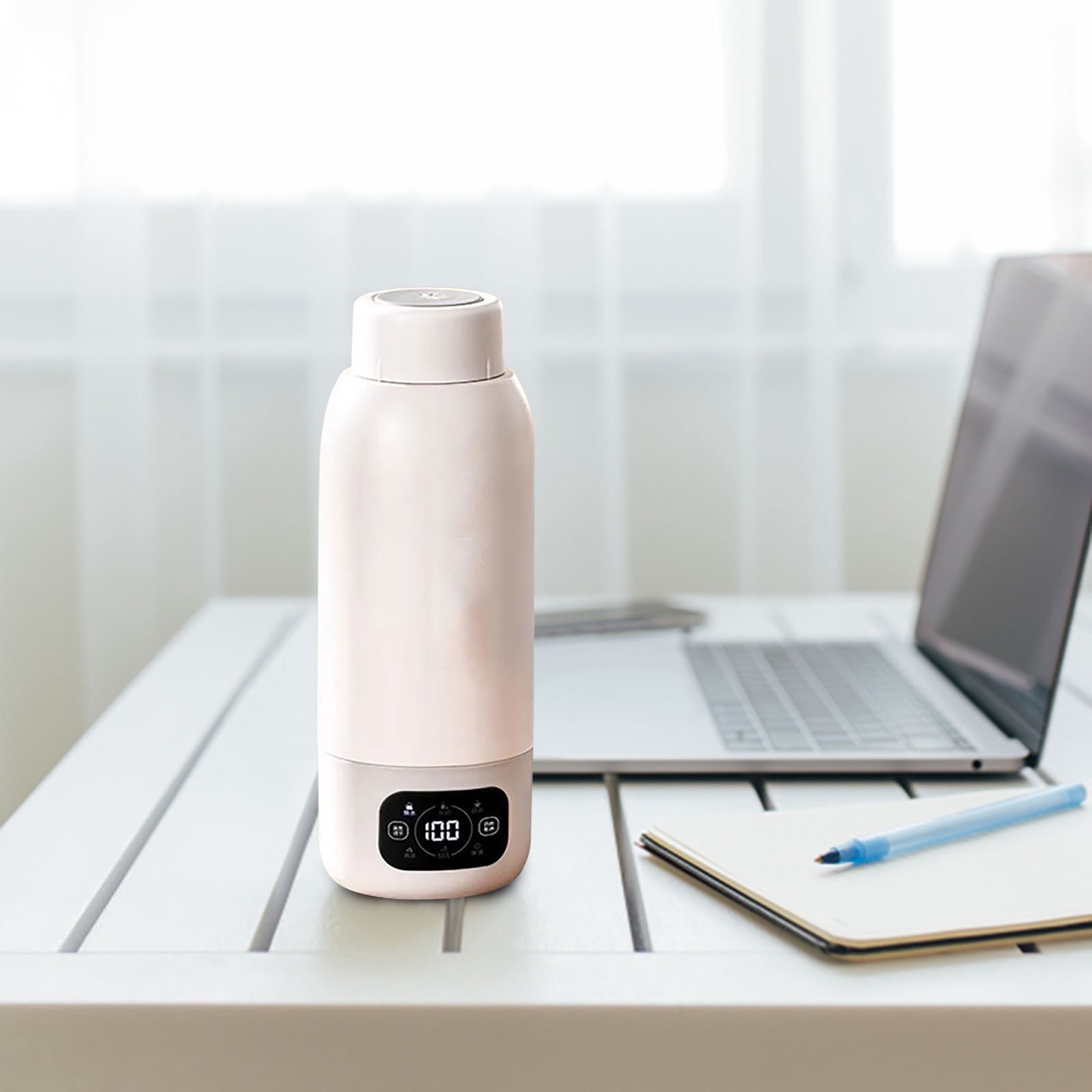 Hyknon Portable Bottle Warmer for Travel Fast Heating BPA-Free Milk Warmer Cup Stainless Steel Large Capacity Bottle Warmers for Tea Formula Water, Gray