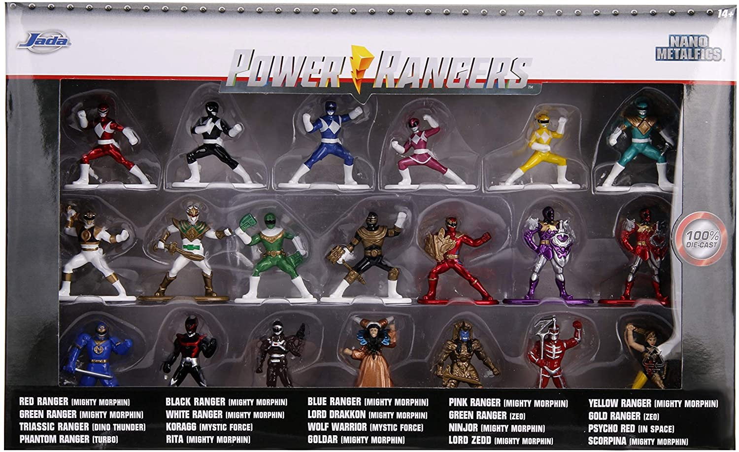 Jada Toys Nano Metalfigs Power Rangers 1.65" Die-Cast Metal Collectible Figures 20-Pack, Toys for Kids and Adults