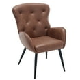 thumbnail image 7 of Faux Leather Accent Chair with High Back Design, Armchair with Metal Legs in Modern Style, Comfy Upholstered Wingback Chair for Living Room, Bedroom, and Office, 7 of 7