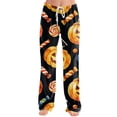 thumbnail image 4 of IYYVV Womens Halloween Pajamas Pants Cute Pumpkin Ghost Funny Print Palazzo Sleepwear Lounge PJ Bottoms Casual with Drawstring and Pockets 2026 Orange M, 4 of 6
