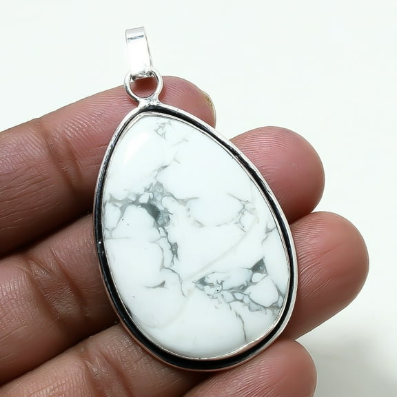 Howlite Gemstone Handmade Fashion Engagement Gift Pendant Jewelry 2.5" SA 061