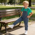 thumbnail image 6 of ATOGUTA Boys Summer Outfits Denim Overalls and Short Sleeve T-shirts with Socks Kids Girls Clothes Size 3T-12, Green, 6 of 8