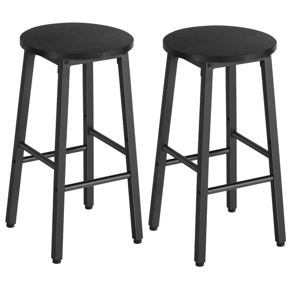 Black Bar Stools Set Of 2 Counter Height Industrial Bar Chairs For Kitchen Island Dining Room