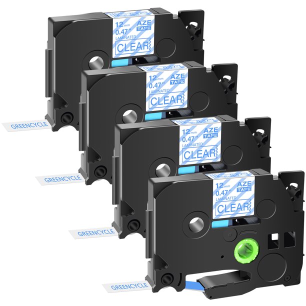 GREENCYCLE 4PK Blue on Clear 12mm TZ TZe TZe-133 TZ-133 TZe133 TZ133 ...