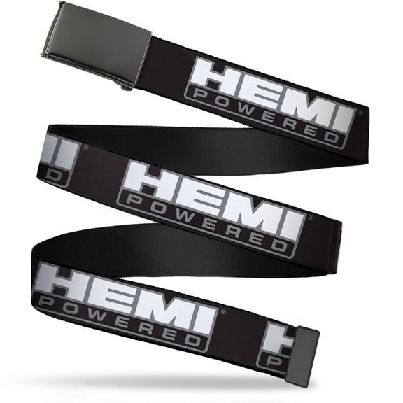 Adjustable Belt, Clamp Buckle, Cut-to-Fit, Hemi Powered Logo Black Gray White