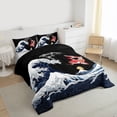thumbnail image 3 of Feelyou Cartoon Sea Waves Twin Comforter Sets, Couple Fish Bedding Set, 2-Piece, 3 of 8