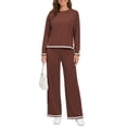 thumbnail image 3 of UVN Outfits Sets for Women Casual 2 Piece Lounge Sets Fall Long Sleeve Tops and Wide Leg Pants Tracksuits Pajamas Sets with Pockets, 3 of 11